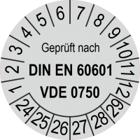 P0109 Prüfplakette geprüft nach DIN EN 60601 VDE 0750 