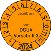 P0122 Prüfplakette geprüft nach DGUV Vorschrift 3 Jahreszahl 